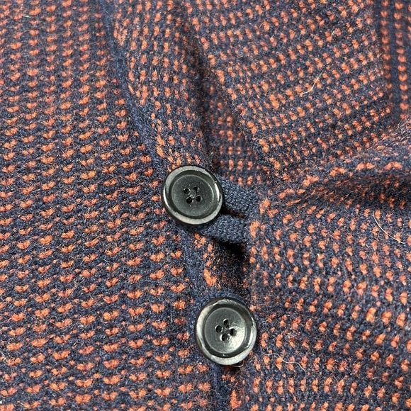 Hugo Boss Men’s Shawl Collar Virgin Wool Sweater XL — Navy & Brick Brown Knit - Picture 7 of 10